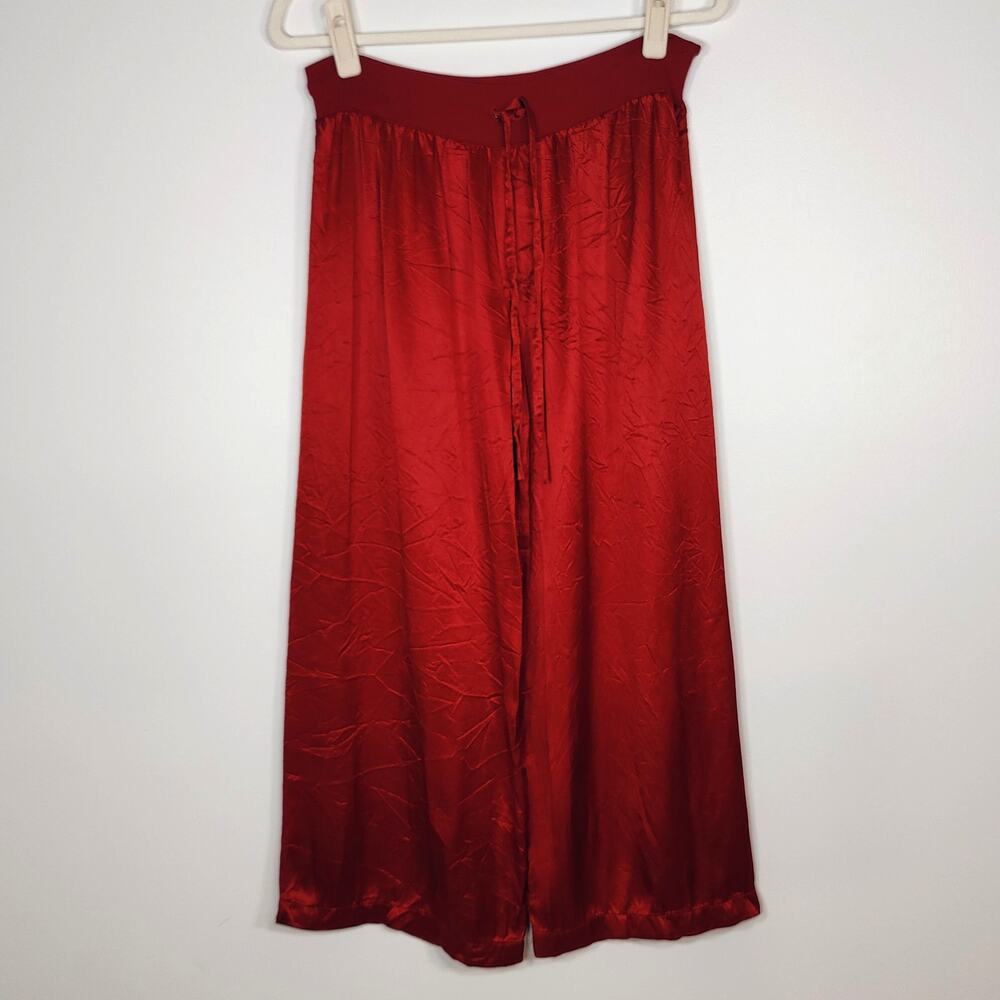 PJ Harlow Jolie Capri Red Satin Pajama Pants S Lounge Sleepwear